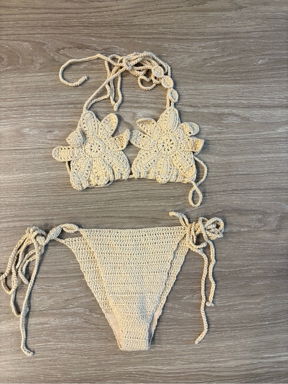 Lioness Crochet Floral Bikini Set - Cream